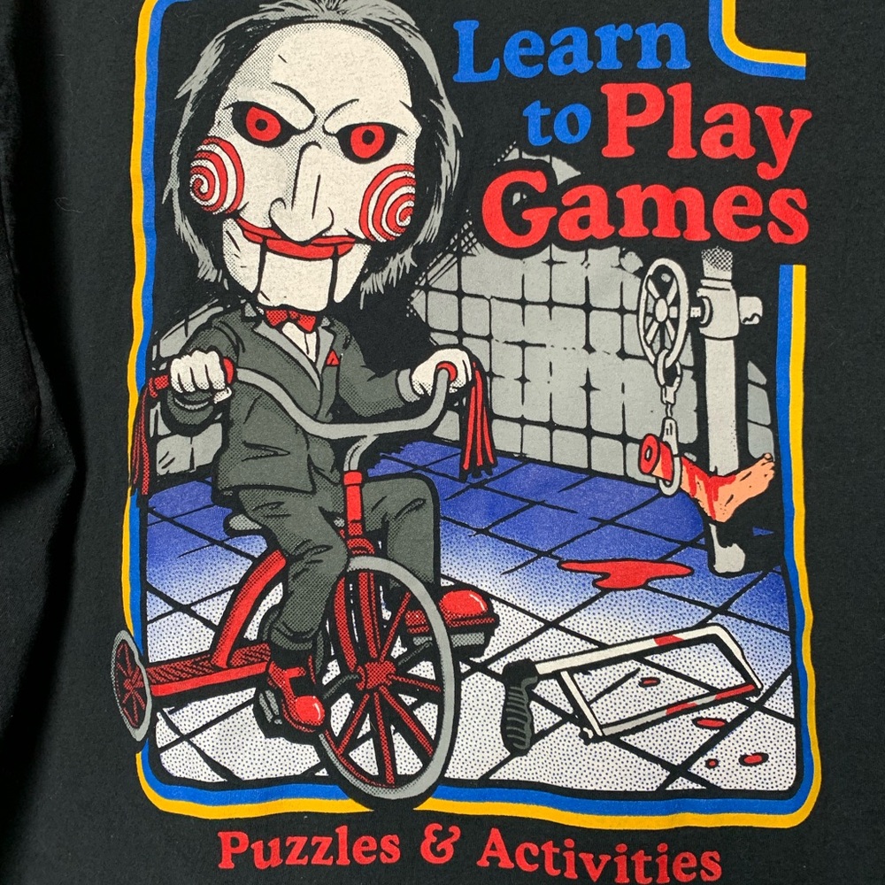 Saw Billy Puppet Learn to Play Games Horror Graphic T-Shirt